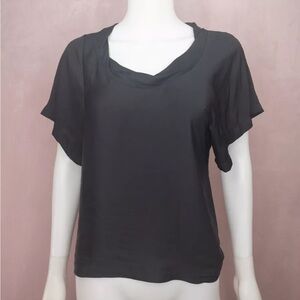 Alexander Wang Womens Short Sleeve Black Silky Blouse Shirt Size 4